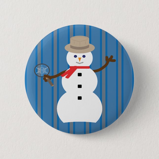Bóton Redondo 5.08cm Detetive Snowman, divertido e Rico (Frente)