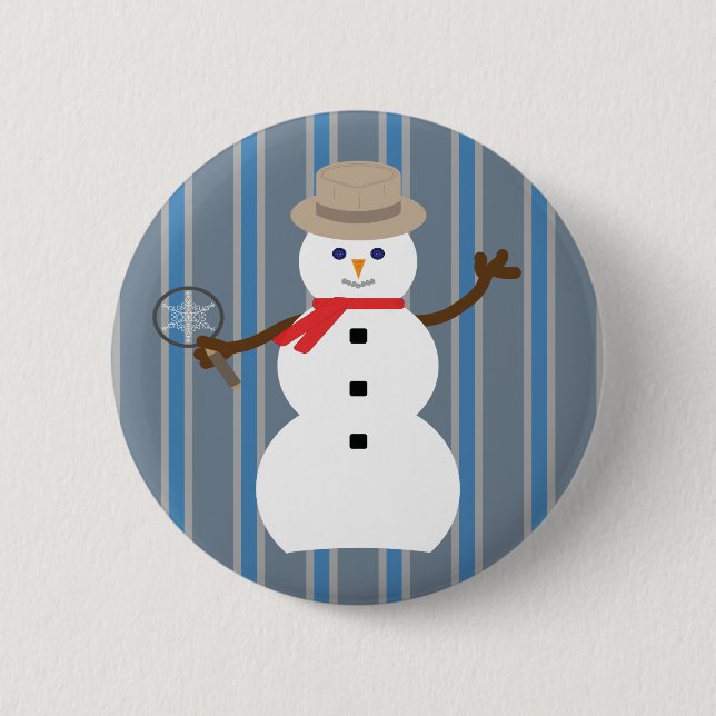 Bóton Redondo 5.08cm Detetive Snowman, divertido e Rico (Frente)