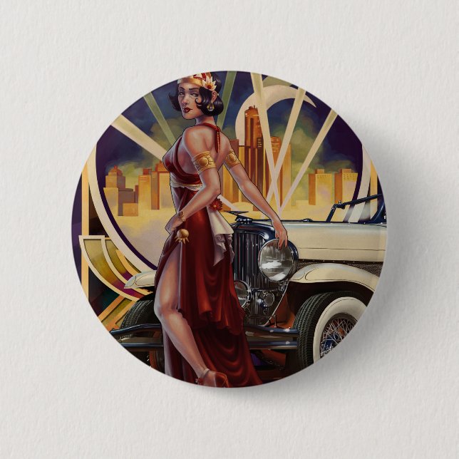 Bóton Redondo 5.08cm Detroit, Michigan | Motor City (Frente)