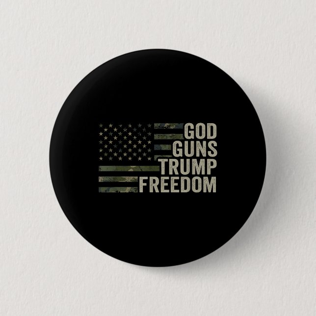 Bóton Redondo 5.08cm Deus Arma Liberdade Imensa - Camuflagem Engraçada  (Frente)