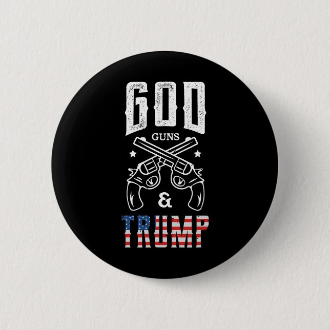 Bóton Redondo 5.08cm Deus Armas E Apoio A Trump  (Frente)