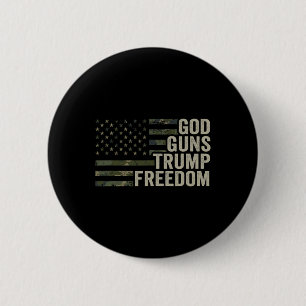 Bóton Redondo 5.08cm Deus Armas Trump Liberdade - Camuflagem Divertida