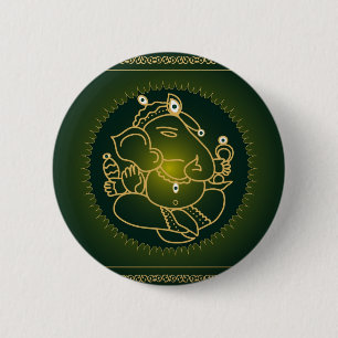 Bóton Redondo 5.08cm Deus Ganesha no verde - botão