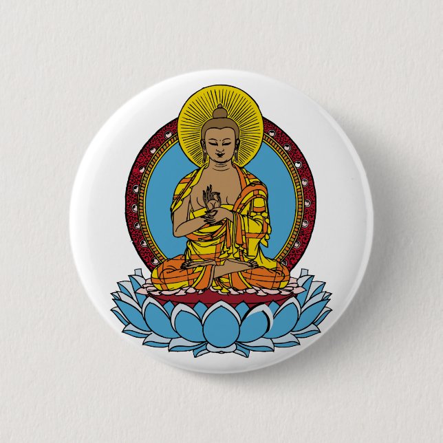 Bóton Redondo 5.08cm Dharmachakra Buddha (Frente)