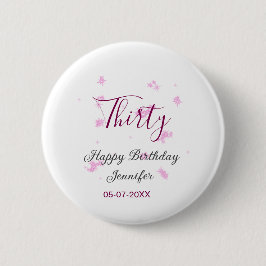 Bóton Redondo 5.08cm Dia 3 anos das estrelas cinzentas cor-de-rosa 30