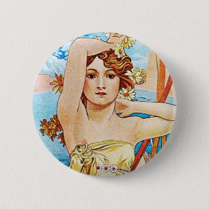 Bóton Redondo 5.08cm Dia, Alphonse Mucha