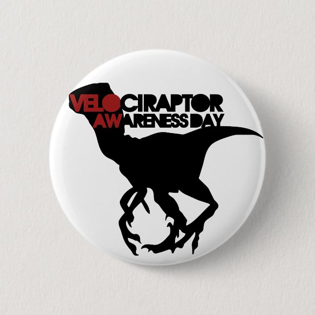 Bóton Redondo 5.08cm Dia da Consciência do Velociraptor (Frente)