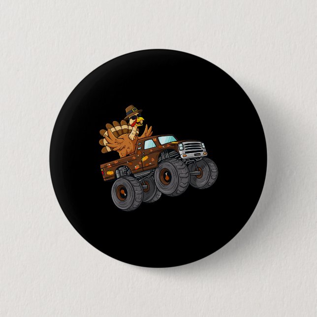 Bóton Redondo 5.08cm Dia de Ação de Graças à Turquia a Caminhar Monstro (Frente)