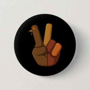 Bóton Redondo 5.08cm Dia de Ação de Graças à Turquia Sinal de Paz Joven