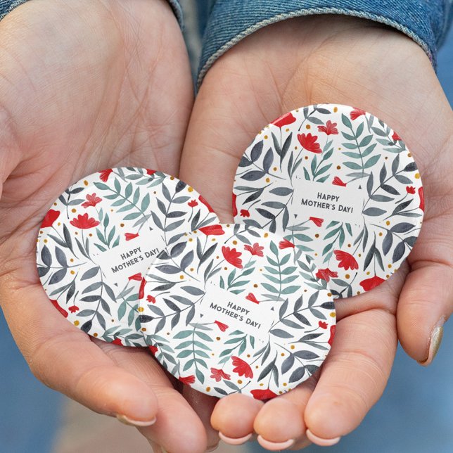 Bóton Redondo 5.08cm Dia de as mães de Jardim de Aquarela Magnética (Criador carregado)