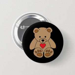 Bóton Redondo 5.08cm Dia de os namorados De Coração Do Urso Castanho Eu