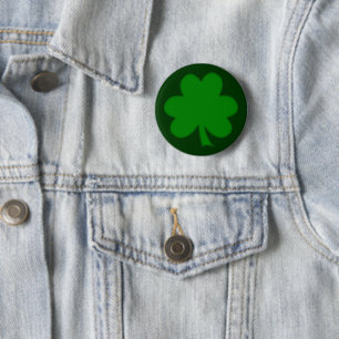 Bóton Redondo 5.08cm Dia de São Paddys, em forma de Shamrock verde esc