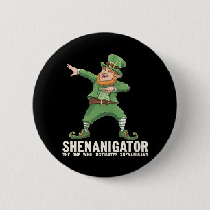 Bóton Redondo 5.08cm Dia de São Patrício Shenanigator Dabbing Leprechau