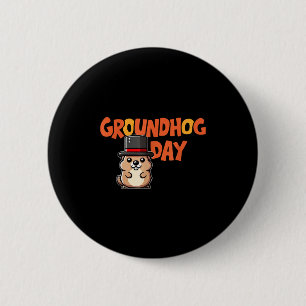 Bóton Redondo 5.08cm Dia Divertido do Groundhog 2 de Fevereiro Feriado