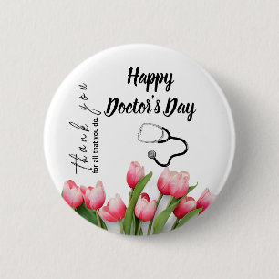Bóton Redondo 5.08cm Dia Dos Médicos Tulipa Elegante E Estetoscópio