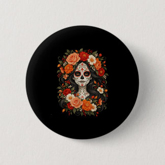 Bóton Redondo 5.08cm Dia dos mortos crânio de açúcar catrina dia dos mo