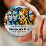 Bóton Redondo 5.08cm Dia Internacional da Mulher | 8 de março Botão<br><div class="desc">8 de março é o botão do Dia Internacional da Mulher. As mulheres do estilo Pintor de Petróleo.</div>
