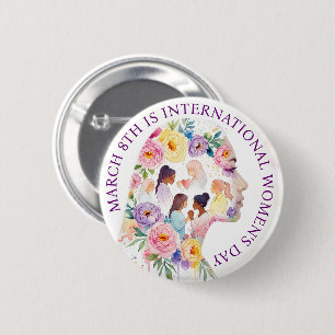 Bóton Redondo 5.08cm Dia Internacional da Mulher 8 de Março IWD