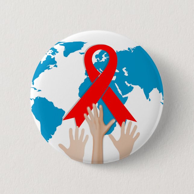 Bóton Redondo 5.08cm Dia Mundial do Sida consciência o 1º de dezembro (Frente)