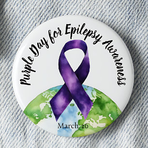 Bóton Redondo 5.08cm Dia Roxo de Conscientização sobre Epilepsia 26 de