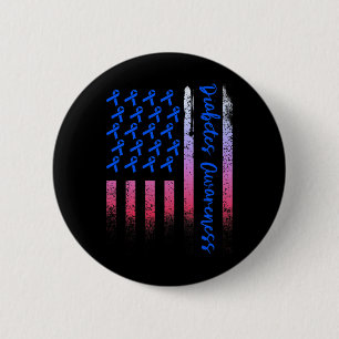 Bóton Redondo 5.08cm Diabetes Consciência Azul Fita Americana Bandeira 