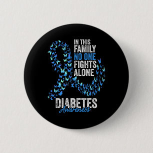 Bóton Redondo 5.08cm Diabetes Consciência Mês Borboletas Azul Fita
