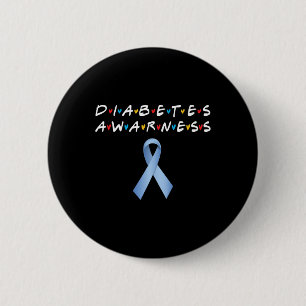 Bóton Redondo 5.08cm Diabetes Consciência Mês Faixa Azul Appa Diabética