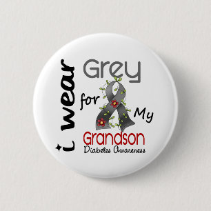 Bóton Redondo 5.08cm Diabetes eu visto o cinza para meu neto 43