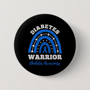 Bóton Redondo 5.08cm Diabetes Guerreiro Azul Fita T1d Tipo 1 Diabetes A