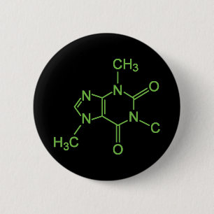 Bóton Redondo 5.08cm Diagrama Químico da Molécula de Cafeína