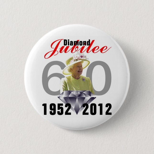 Bóton Redondo 5.08cm Diamond Jubilee 1952-2012 (Frente)