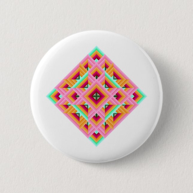 Bóton Redondo 5.08cm Diamond Quilt em Rosa e Verde (Frente)