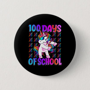 Bóton Redondo 5.08cm Dias de Escola Unicórnio 100 Dias Mais Inteligente