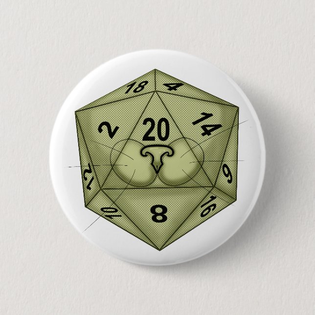 Bóton Redondo 5.08cm Dice. Gato. D20 Verificação de Percepção (Frente)