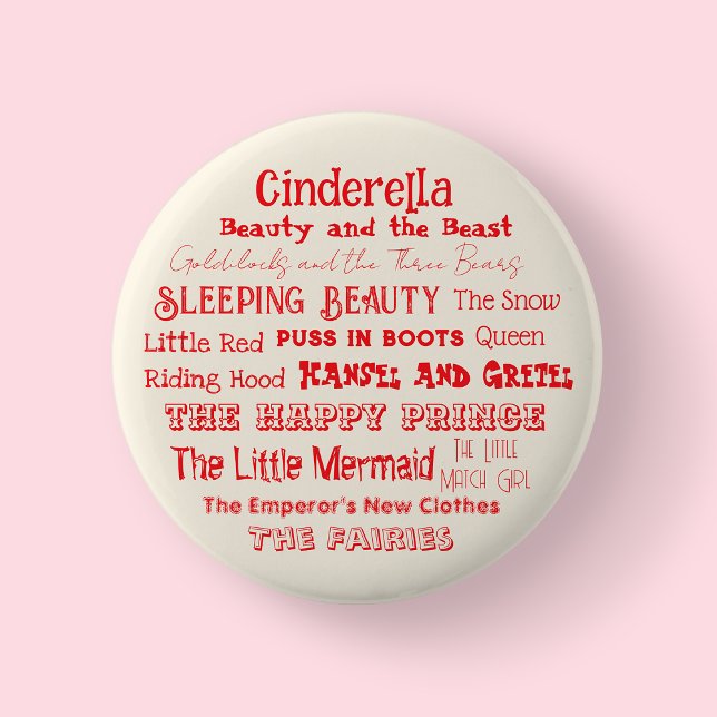 Bóton Redondo 5.08cm Diga a um Crachá do Dia das Fadas/ (Cream Fairy Tale Badge/Button)