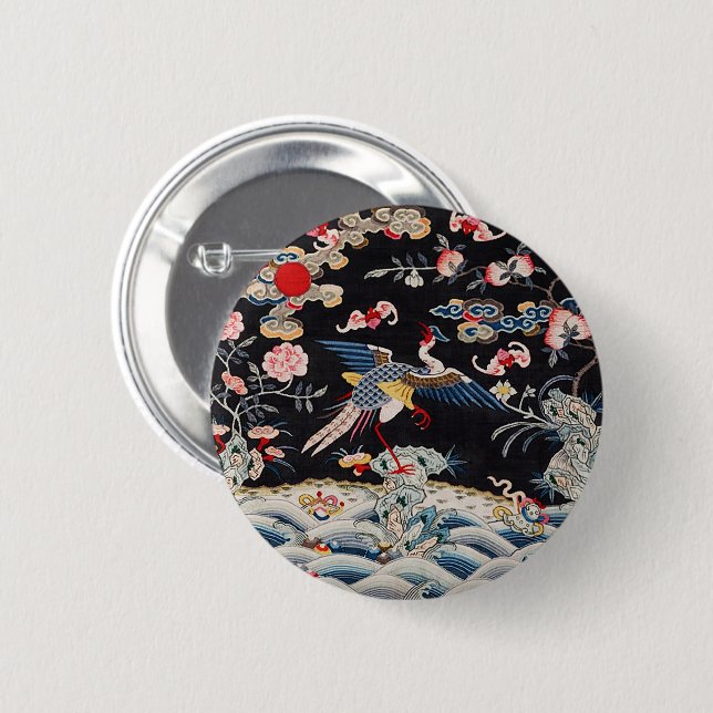 Bóton Redondo 5.08cm Dinastia ouro Pheasant & Quing /China imperial (Frente & Verso)