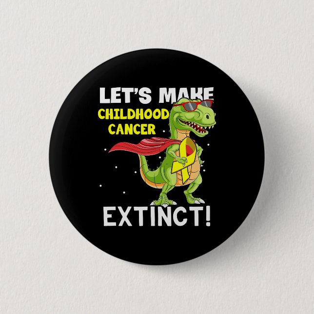 Bóton Redondo 5.08cm Dinosaur Yellow Ribbon Childhood Cancer Awareness  (Frente)