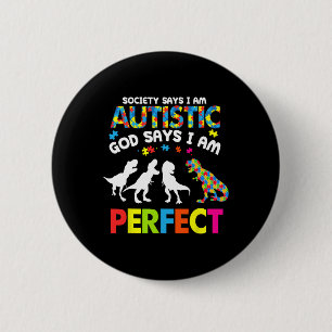 Bóton Redondo 5.08cm Dinossaur Autism Society Diz Deus Autista Que Eu S