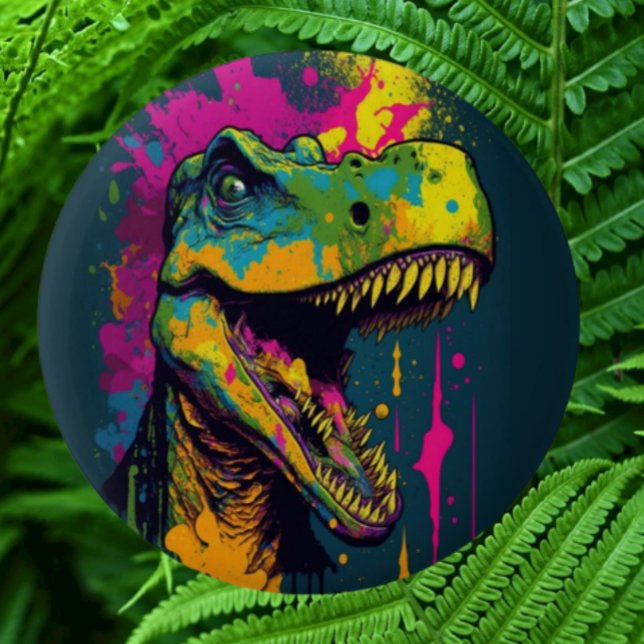 Bóton Redondo 5.08cm Dinossaur T Rex Colorida (Bring your dream party to life with our selection of quality Dinosaur themed party supplies )