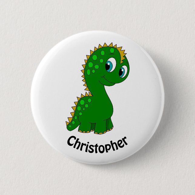 Bóton Redondo 5.08cm Dinossauro Personalizado Fofo (Frente)