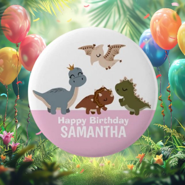 Bóton Redondo 5.08cm Dinossauro Rosa Boho (Discover the enchanting Pink Boho Dinosaur Button!)