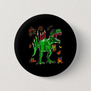 Bóton Redondo 5.08cm Dinossauro T-rex Happy Kwanzaa Sete Princípios De
