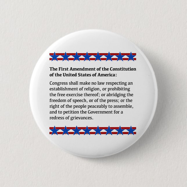 Bóton Redondo 5.08cm Direitos de primeira alteração (Frente)