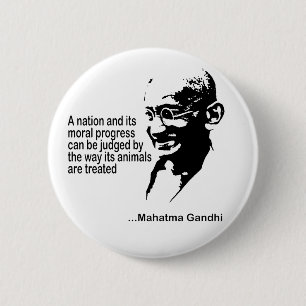 Bóton Redondo 5.08cm Direitos dos animais de Mahatma Gandhi