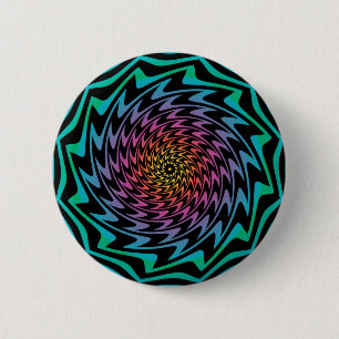 Bóton Redondo 5.08cm DISCO HIPNÓTICO Espiral Neon Legal em Zigue-Zague