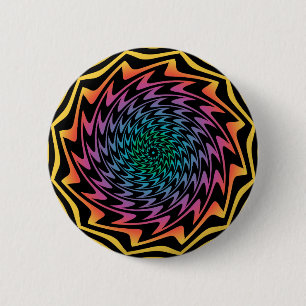 Bóton Redondo 5.08cm DISCO HIPNÓTICO Espiral Neon Legal Zigue-Zague