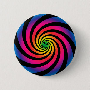 Bóton Redondo 5.08cm DISCO HIPNÓTICO Vórtice Espiral de Cor Neon Hipnot