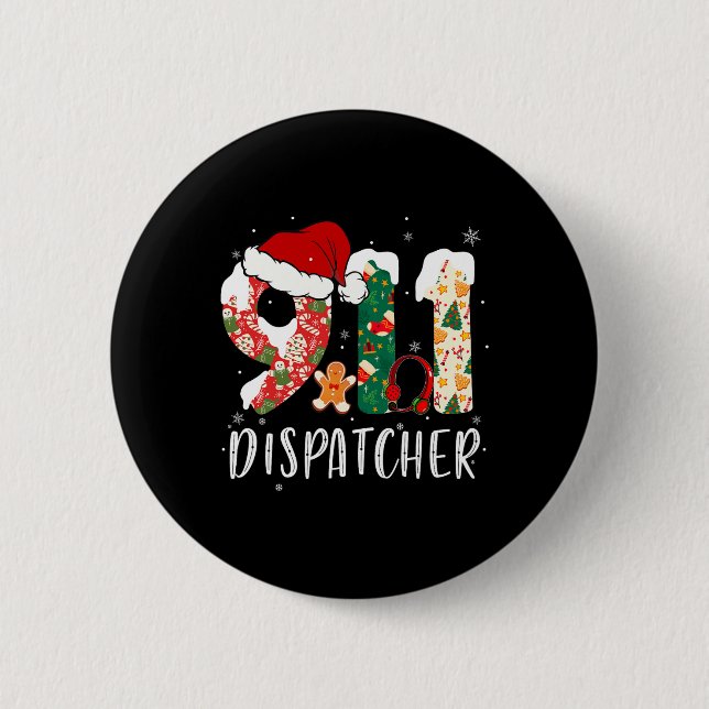 Bóton Redondo 5.08cm Dispatcher Natal 911 (Frente)