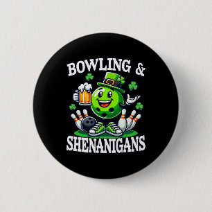 Bóton Redondo 5.08cm Diversão de bowling no Dia de São Patrício para jo