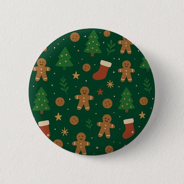 Bóton Redondo 5.08cm Diversão de Natal com Pão de Mel (Frente)